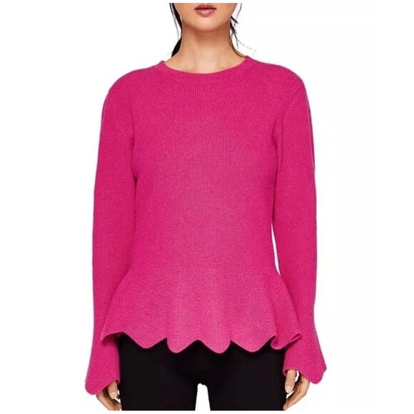 Ted Baker Bobbe London Peplum Sweater Pink Flared Top Cashmere Blend Womens S - Picture 1 of 14